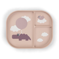 Done by deer - dělený talíř Foodie Happy clouds, růžový