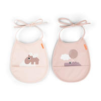 Done by deer - kapesní bryndáčky Tiny Happy clouds, růžové - 2 ks