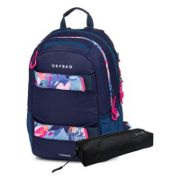 Studentský batoh + etue OXY SPORT Flowers Blue