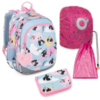 Schulset Topgal ELLY 22004 G - Schulrucksack + Federmäppchen + Schuhbeutel + Regenhülle