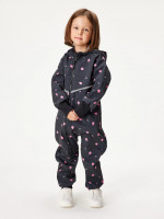 Softshell-Overall mit Fleece für Kleinkinder Mini, Schwarz, Blumen