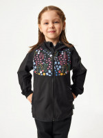 Ungefütterte Softshell-Jacke für Kinder Basic, Schwarz, Garten