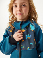 Ungefütterte Softshell-Jacke für Kinder Basic, Kobalt, Dinosaurier