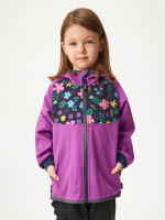 Ungefütterte Softshell-Jacke für Kinder Basic, Brombeere, Blumen