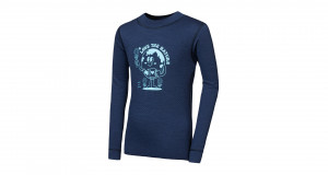 SENSOR MERINO DF PLANET dětské triko dl.rukáv deep blue