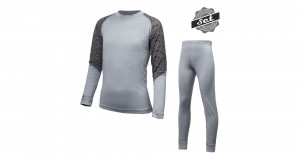 SENSOR MERINO IMPRESS SET dětský triko dl.rukáv + spodky šedá/maori