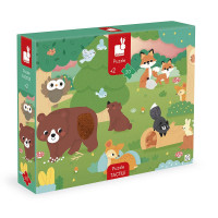 Půjčovna hraček - Puzzle dotykové senzorické Les s různými povrchy 20 ks