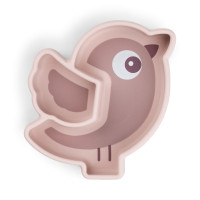 Done by Deer - silikonový přísavný talíř na svačinu Stick&Stay Birdee, růžový