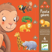 Sada 6 puzzle pro nejmenší Opičák a jeho kamarádi - poškozený obal sleva 20%