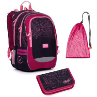Sada pre školáčku CODA 20009 G SET MEDIUM - školská taška, vrecko na prezuvky, školský peračník