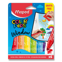 Fixy Maped Window na sklo - 6 barev + hadřík