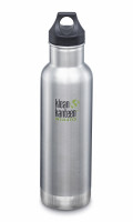 Jeklena termosteklenica Klean Kanteen Insulated Classic w/Loop Cap - brushed stainless 592 ml