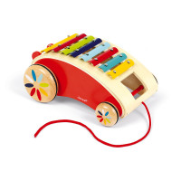 Detský drevený vozík s xylofónom Red Tatoo