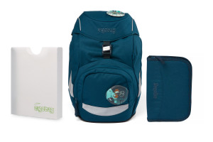 Školní set Ergobag prime - Eco blue - batoh + penál + desky