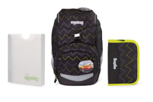 Školní set Ergobag prime - Černý zig zag 2021 - batoh + penál + desky