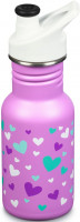 Detská fľaša z nehrdzavejúcej ocele Klean Kanteen Kid Classic Narrow w/Sport Cap - orchid hearts 355 ml