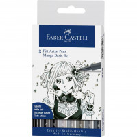 Faber-Castell Pitt Artist Pen Tuschestift, 8er Etui, Manga Basic Set