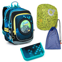 Veľký školský set Topgal ENDY 22013 B - školská taška + peračník + vrecko na prezuvky + pláštenka na batoh