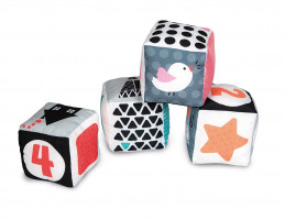 Clemmy baby - Cubi tessili per bambini in bianco e nero - 4 pz