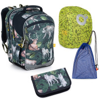 Veľký školský set Topgal COCO 22056 B - školská taška + peračník + vrecko na prezuvky + pláštenka na batoh