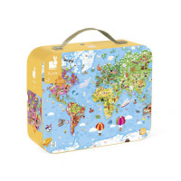 Puzzle - Mapa světa v kufříku - 300 ks - Sleva poškozený obal