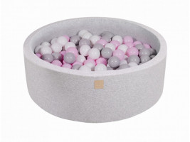 Suchý bazének s míčky 90 x 30 cm, 200 míčků, světle šedá: šedá, bílá, růžová