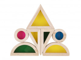 Blocchi sensoriali in legno color arcobaleno – 16 pezzi