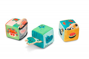 Lilliputiens - Set di cubi di tessuto con personaggi di legno - Giungla