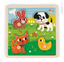 Haptik-Puzzle Meine ersten Tiere (4 Teile aus Holz)