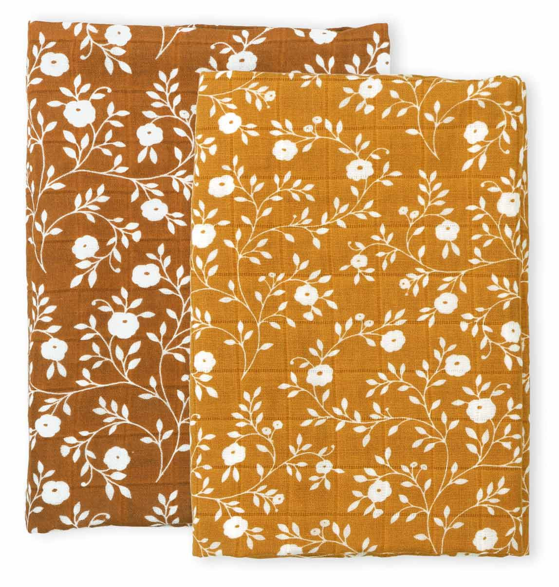 A Little Lovely Company – Muslinasti plenici, blossom – caramel – 2 kosa