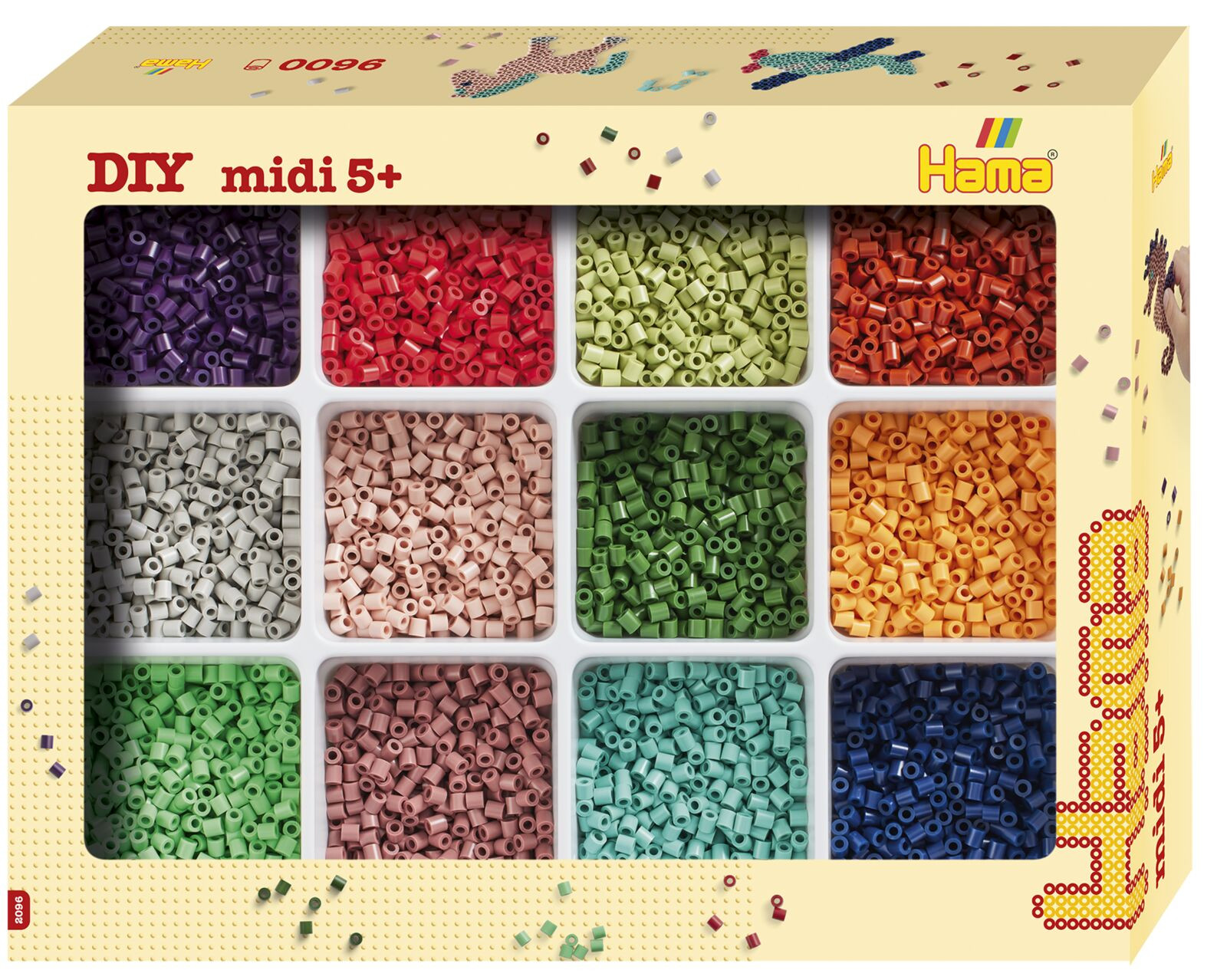 Hama Midi - zažehlovací korálky v třídícím boxu - 9.600 ks
