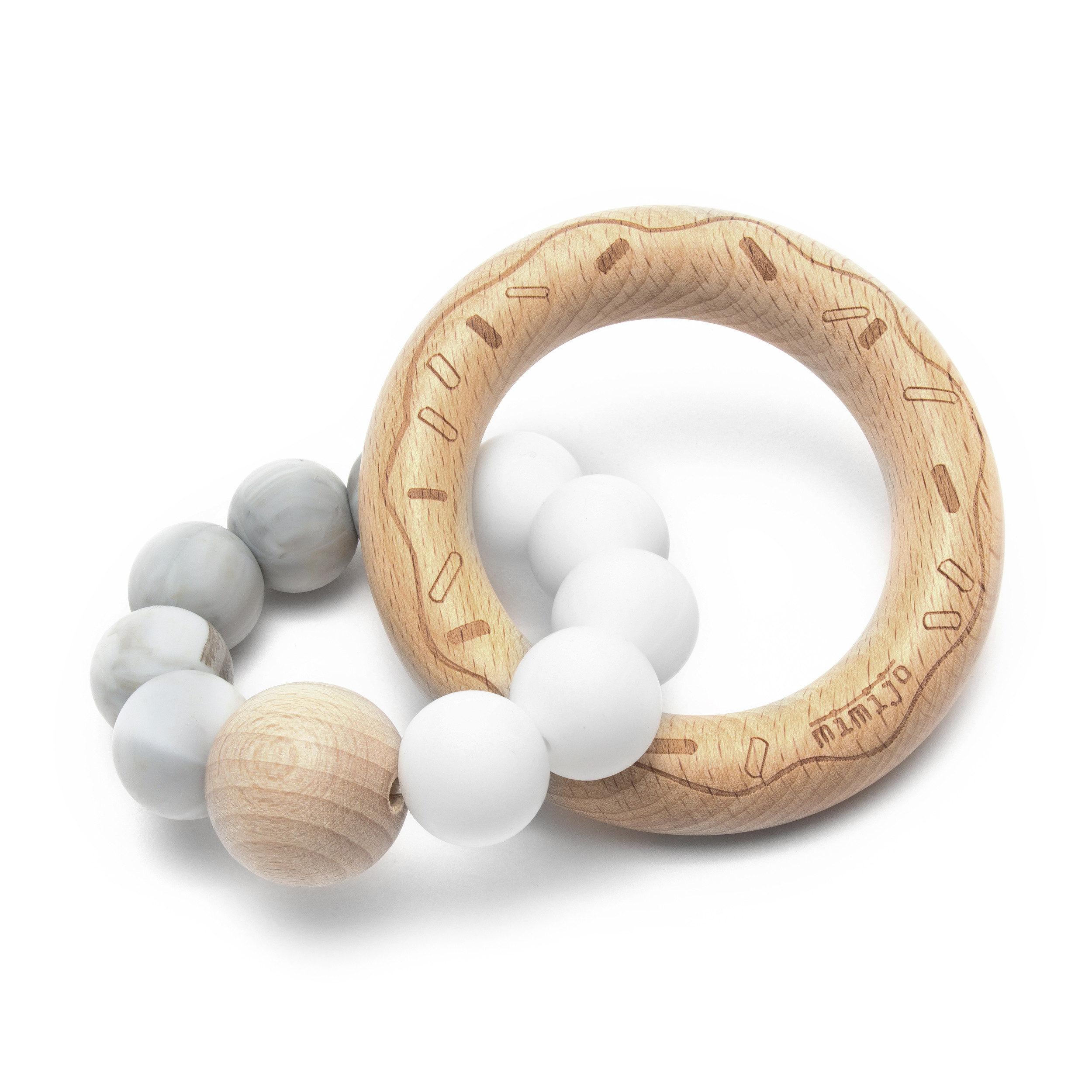Silikon-Beißring - Weiß-marmorn Donut