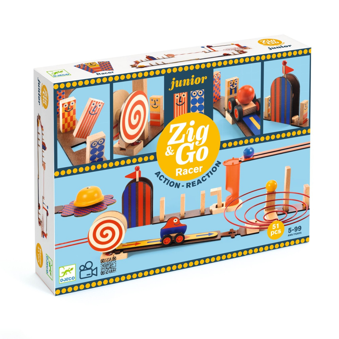 Kettenreaktionsspiel - Zig & Go Junior - Racer - 51 Teile