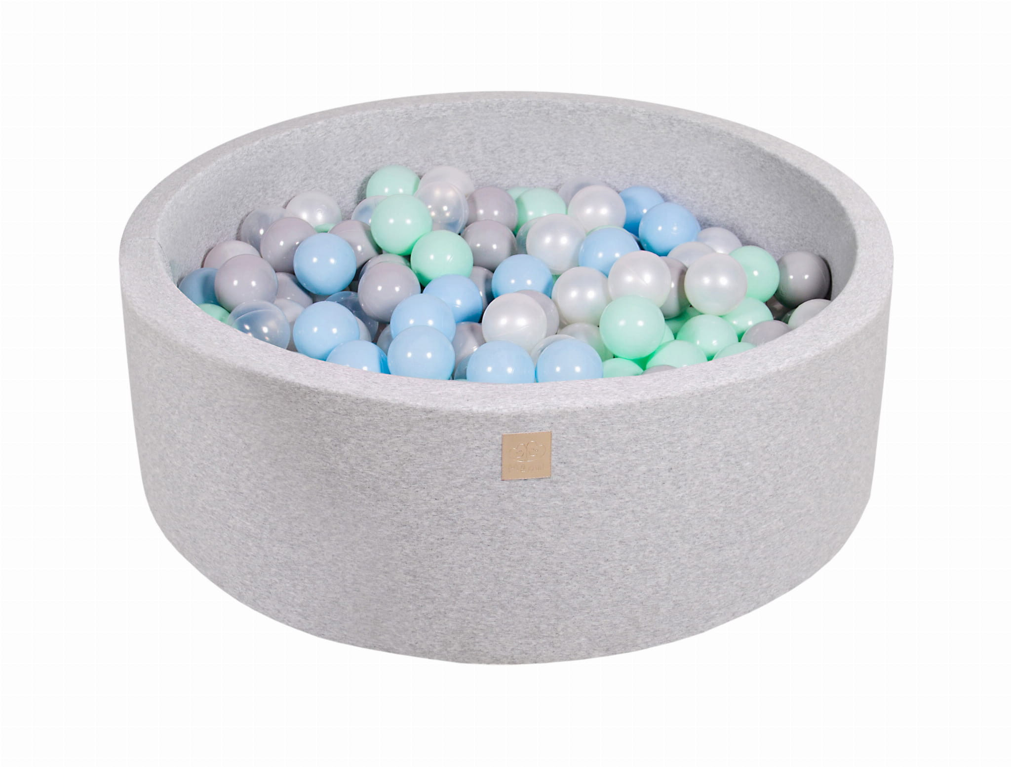 Piscina con palline 90 x 30 cm, 200 palline, grigio chiaro: grigio, bianco,  trasparente, menta, blu